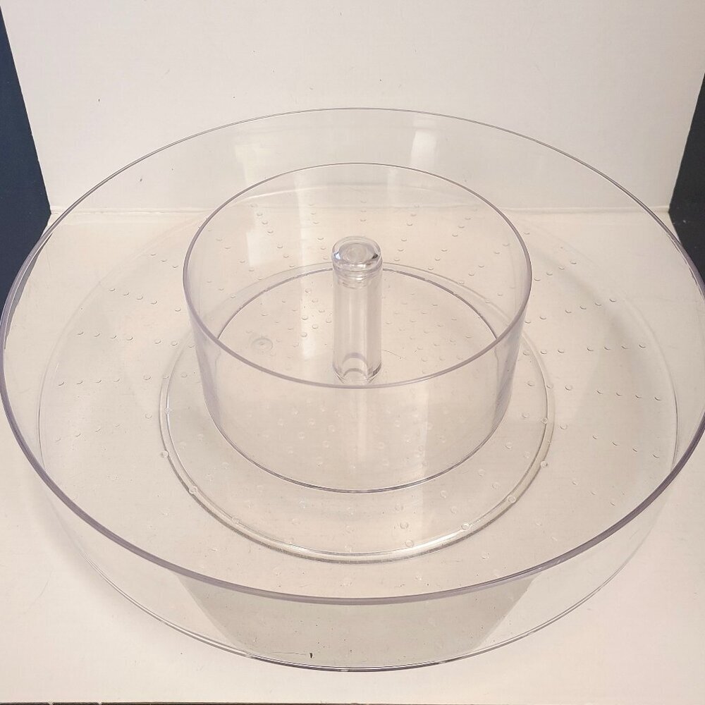 Clear Acrylic Round Spinning Make-Up Vanity Spice Organizer Lazy Susan Bullseye